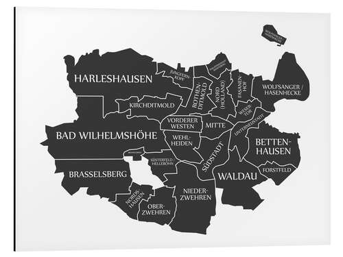 Print på aluminium Modern city map of Kassel