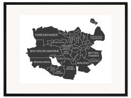 Gerahmter Kunstdruck Moderne Stadtkarte von Kassel