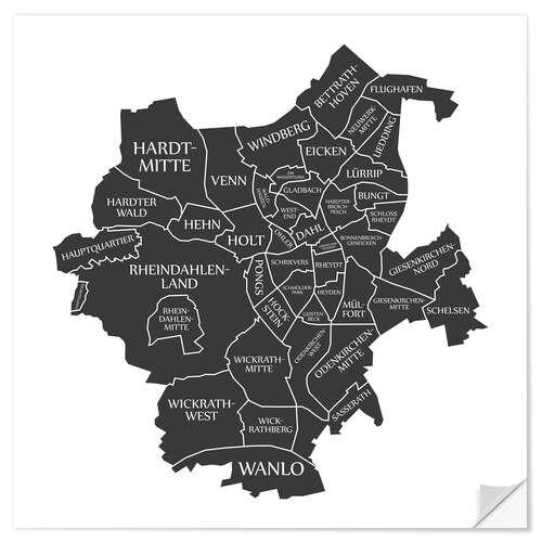 Wall sticker Modern city map of Mönchengladbach