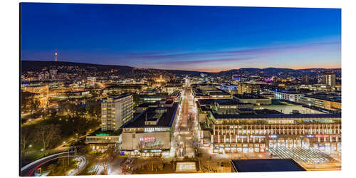 Aluminium print Stuttgart with the Königstraße at night