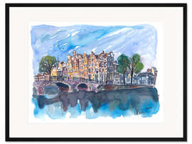 Gerahmter Kunstdruck Sonnenuntergang in Amsterdam