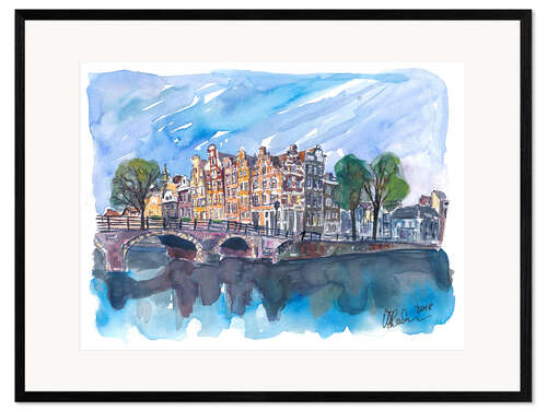 Framed art print Sunset in Amsterdam
