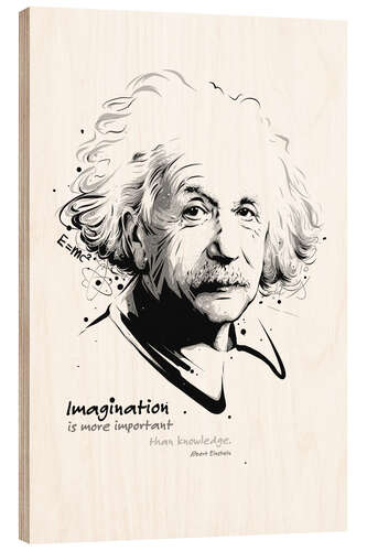 Wood print Albert Einstein