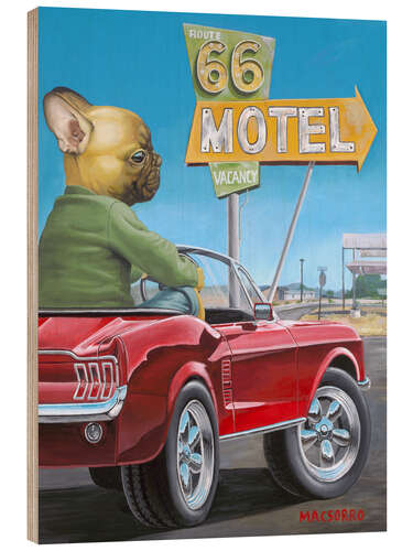 Hout print Get Your Kicks On A Red Mustang