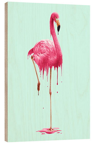 Wood print Melting flamingo