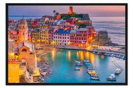 Gerahmter Kunstdruck Vernazza im Sonnenuntergang