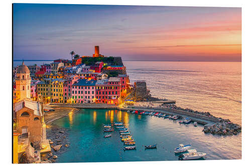 Aluminium print Vernazza in the sunset