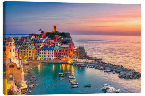 Leinwandbild Vernazza im Sonnenuntergang