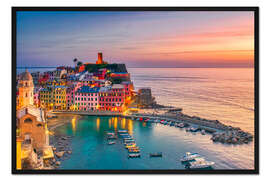 Gerahmter Kunstdruck Vernazza im Sonnenuntergang