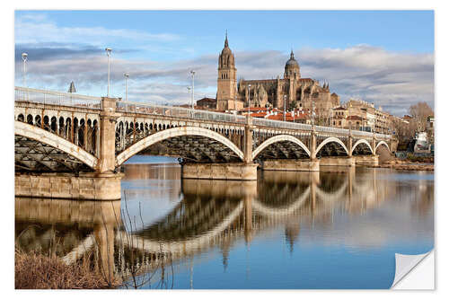 Självhäftande poster Katedral och bro i Salamanca