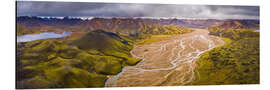 Aluminium print River delta in the Icelandic highlands