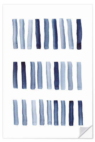 Wandsticker Aquarelllinien blau