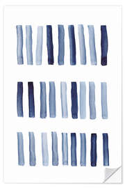 Wandsticker Aquarelllinien blau