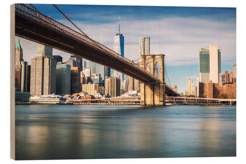 Trätavla Brooklyn Bridge med utsikt över New York City