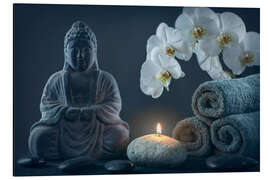 Magnettafel Buddha-Statue auf grauem Hintergrund