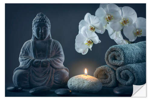 Sisustustarra Buddha statue on grey background