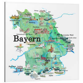 Magnettafel Bayernkarte mit Sehenwürdigkeiten