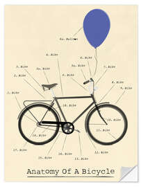 Selvklebende plakat Anatomy of a Bicycle