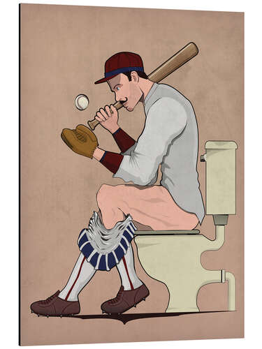 Tableau en aluminium Joueur de baseball sur les toilettes