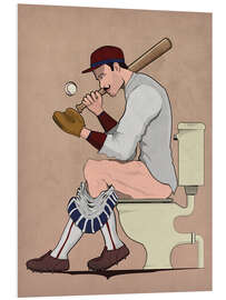 Foam board print Baseball player on the toilet