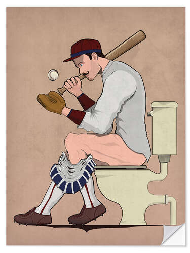 Sticker mural Joueur de baseball sur les toilettes