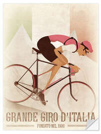 Selvklebende plakat Vintage Grande giro d'Italia syklist