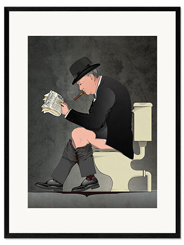 Framed art print Churchill on the toilet