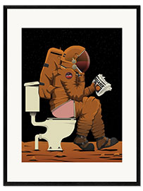 Impression artistique encadrée Astronaute au ptit coin sur Mars