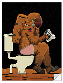 Selvklebende plakat Mars astronaut toilet