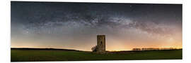 Foam board print Milky way with medieval tower