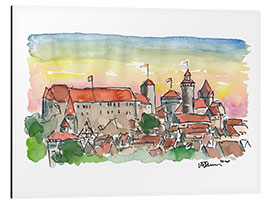 Tableau en aluminium Château impérial de Nuremberg au coucher du soleil