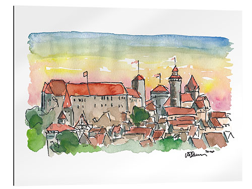 Galleriprint Nürnberg Imperial Castle i solnedgangen