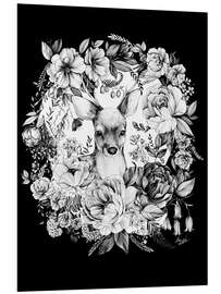 Foam board print Roebuck in the sea of flowers