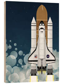 Wood print Launch of Nasa Space Shuttle 