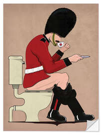 Muursticker Queen's Guard on the Toilet