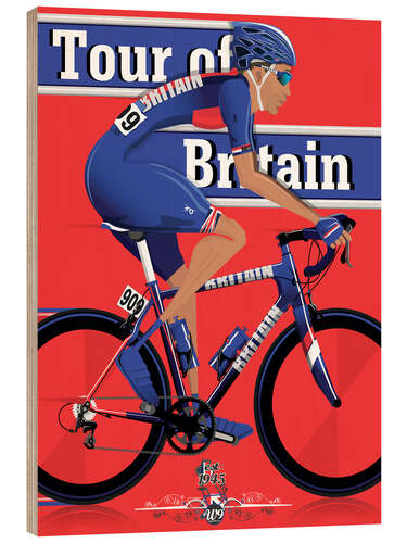 Wood print Tour of Britain, cycling race