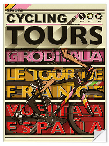 Naklejka na ścianę Cycling Grand Tours