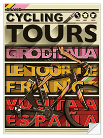 Selvklebende plakat Cycling Grand Tours