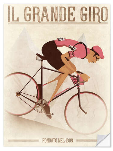 Selvklebende plakat Il grande Giro, vintage plakat