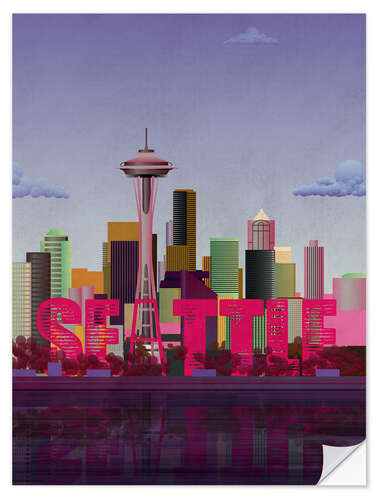 Muursticker Seattle City Skyline