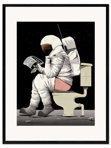 Kehystetty taidepainatus Astronaut on the Toilet I