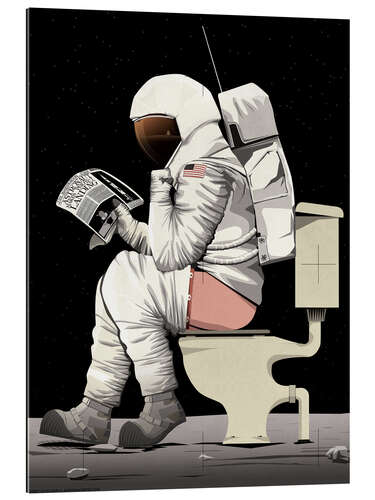 Tableau en plexi-alu L'astronaute aux toilettes I