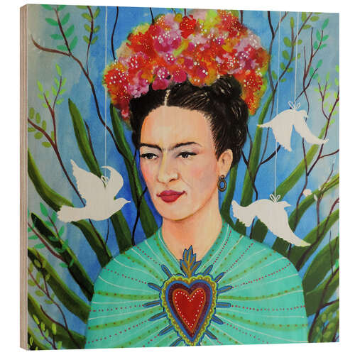 Holzbild Das Herz der Frida Kahlo