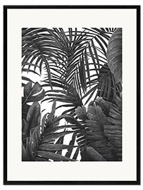 Impressão artística com moldura Selva tropical em preto e branco