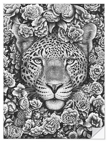 Sticker mural Jaguar entre les fleurs