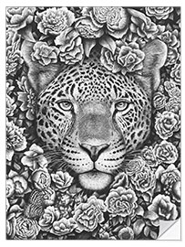 Sticker mural Jaguar entre les fleurs