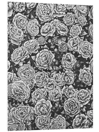 Foam board print Blooming garden in black and white