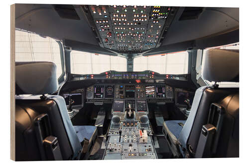 Wood print Airbus A380 Cockpit