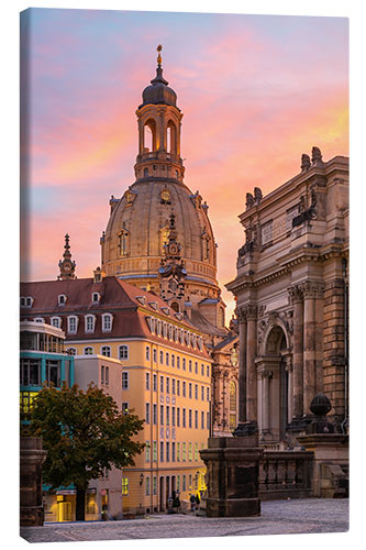 Leinwandbild Dresdner Frauenkirche im Abendlicht