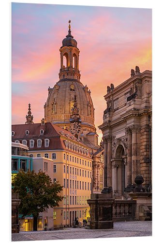 Foam board print Dresdner Frauenkirche in the evening light